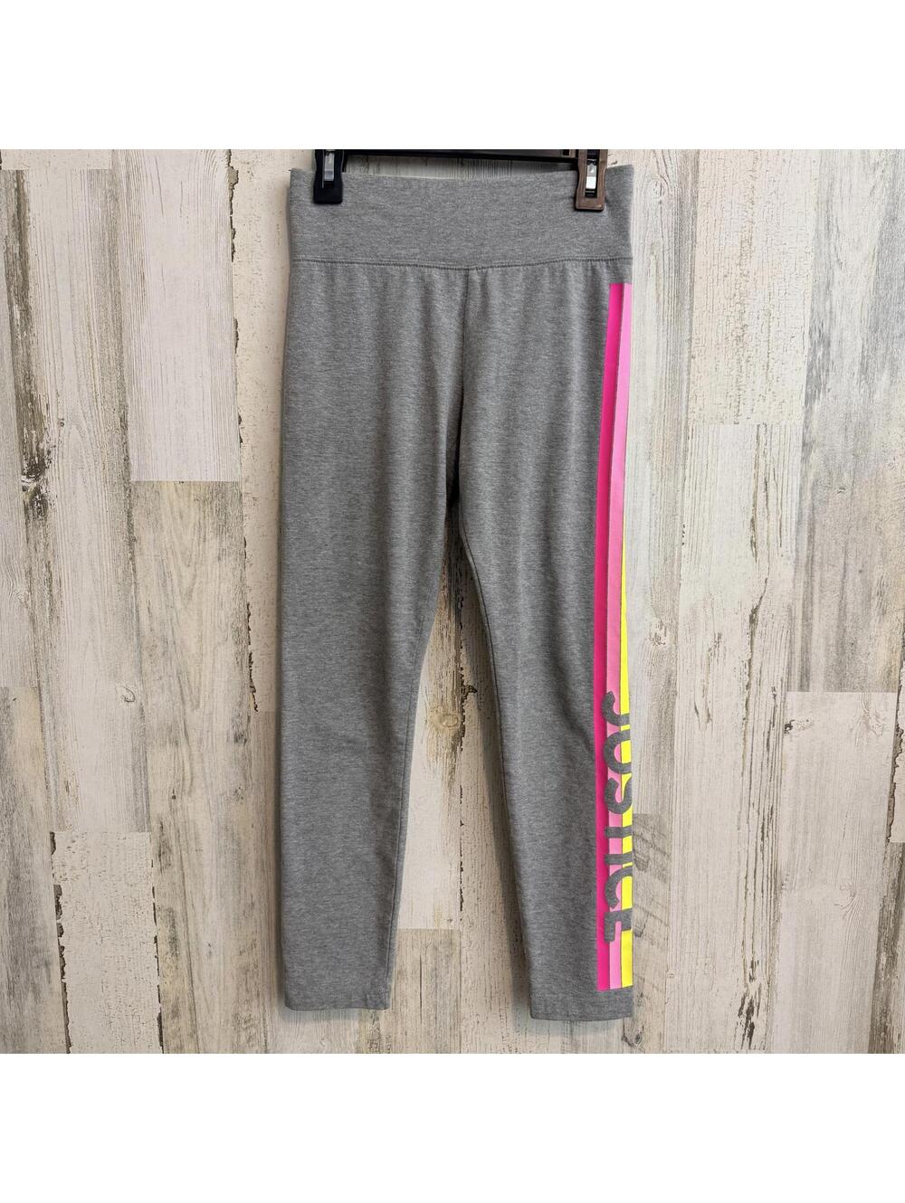 Justice Girls Medium (10) Gray Leggings with Neon Side Stripe Logo